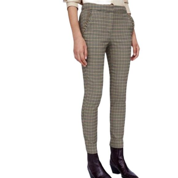 Zara Ruffle Houndstooth Trouser Pant - Picture 1 of 6